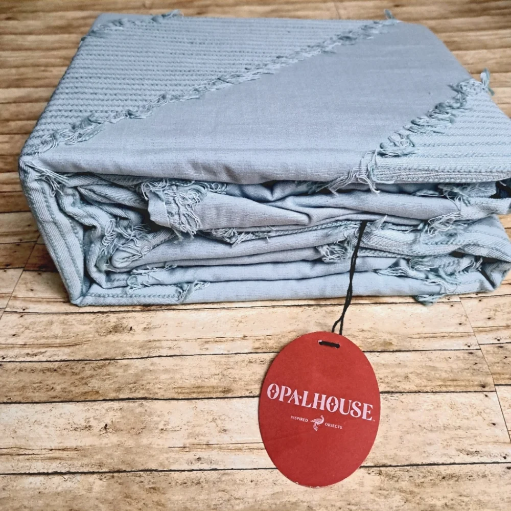 OPAL HOUSE 2pcs BlueTwin/Twin Extra Long Cotton Dovet Cover Set